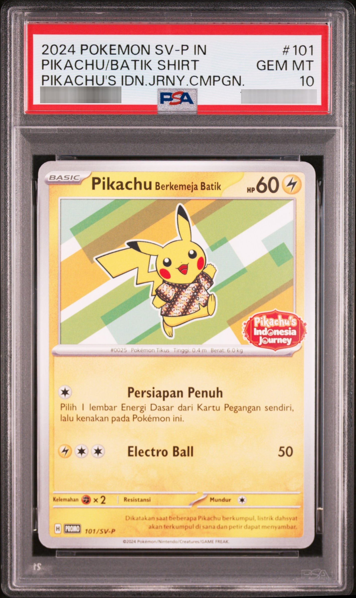 【PSA10】バティックシャツのピカチュウ(ピカチュウ柄/緑白） PROMO 101/SV-P