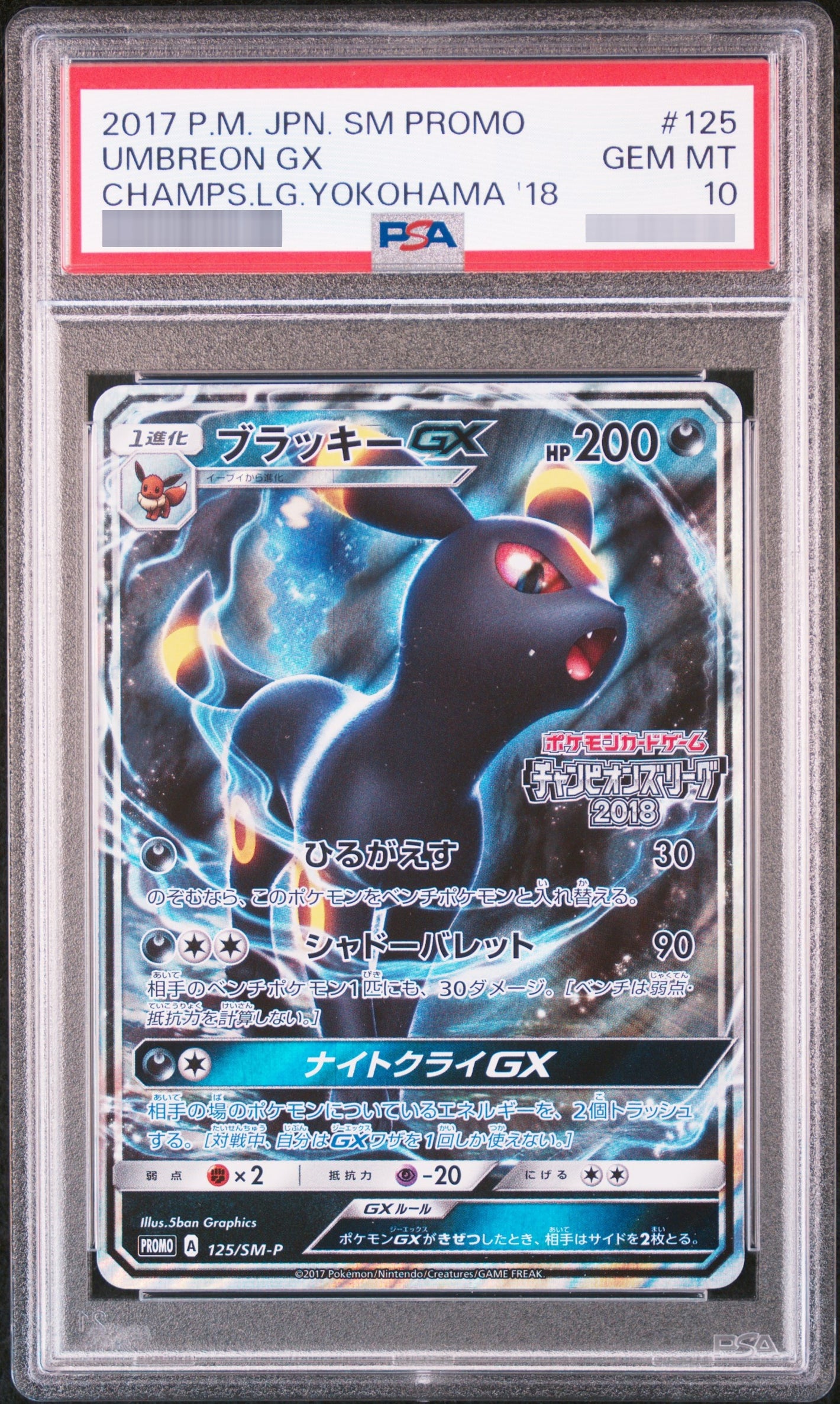 【PSA10】ブラッキーGX(チャンピオンズリーグ2018) P 125/SM-P