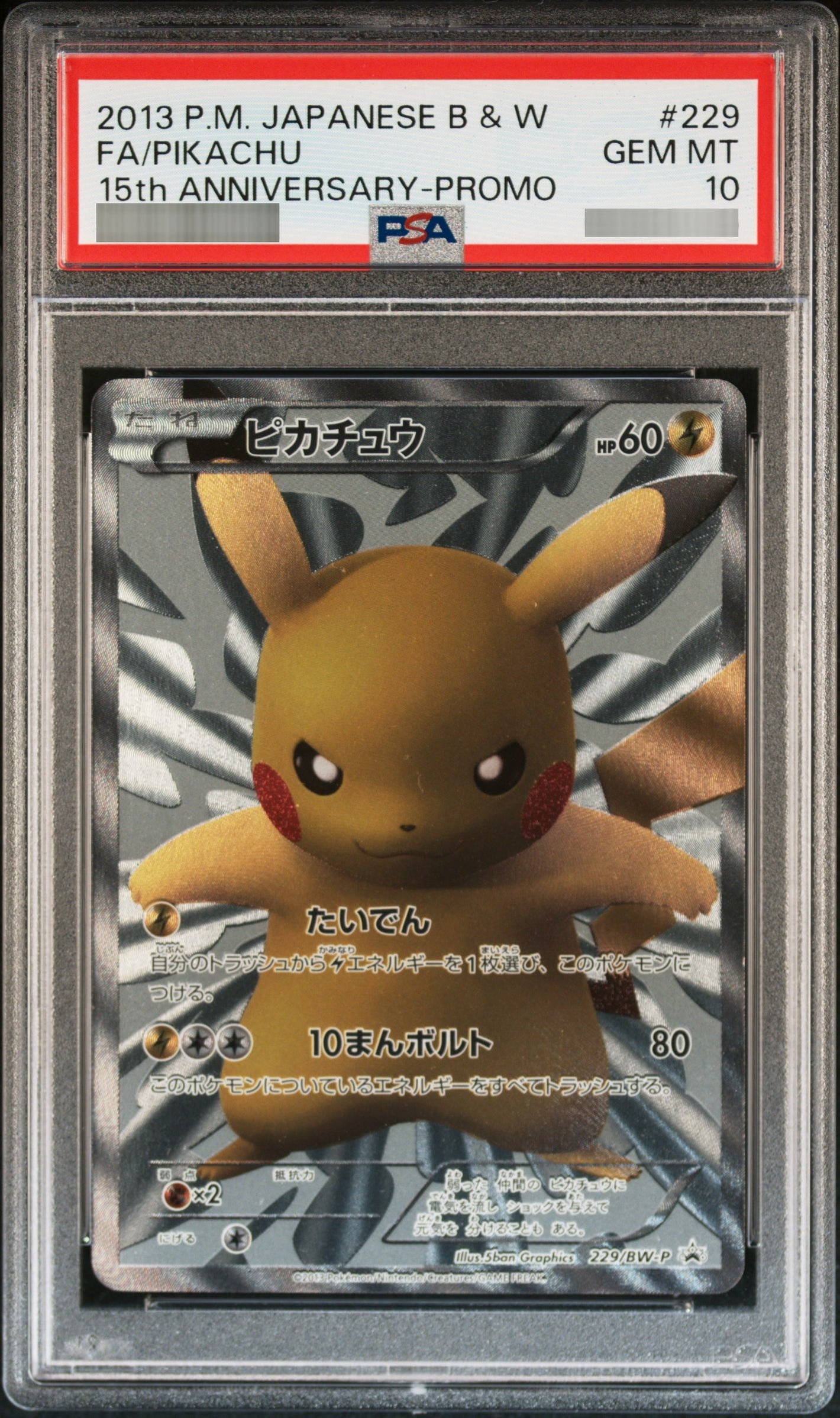 【PSA10】ピカチュウ P 229/BW-P