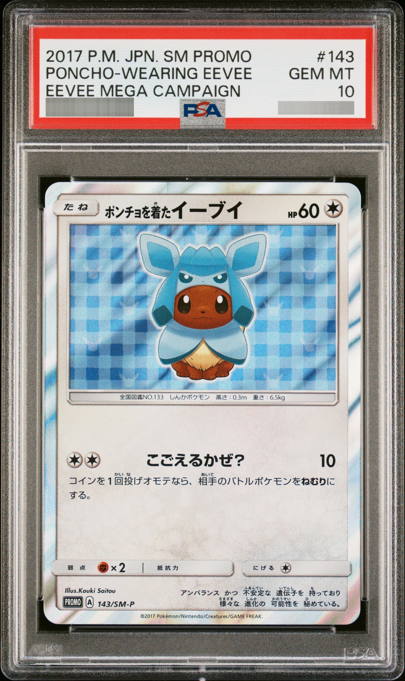 【PSA10】ポンチョを着たイーブイ P 143/SM-P